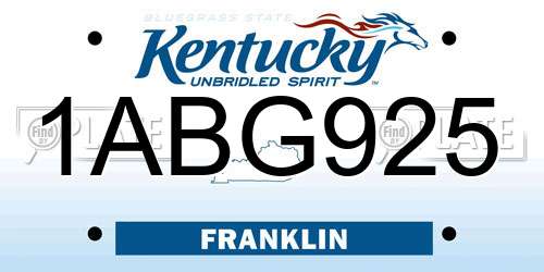1ABG925 Kentucky License Plate