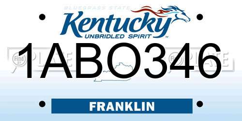 1ABO346 Kentucky License Plate