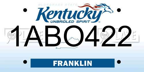 1ABO422 Kentucky License Plate