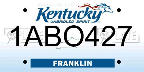 1ABO427 Kentucky License Plate