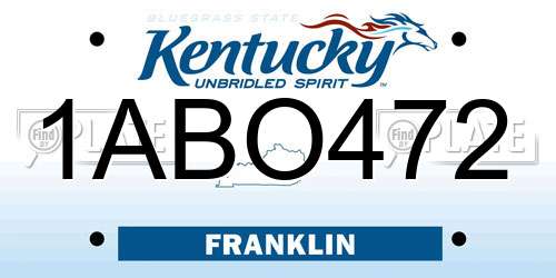 1ABO472 Kentucky License Plate