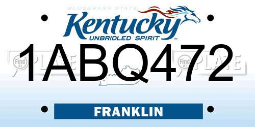 1ABQ472 Kentucky License Plate