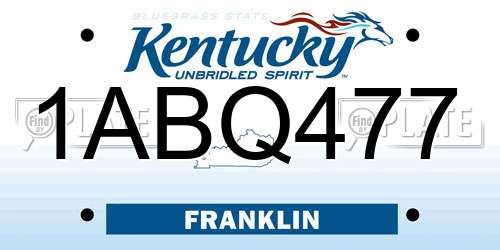 1ABQ477 Kentucky License Plate