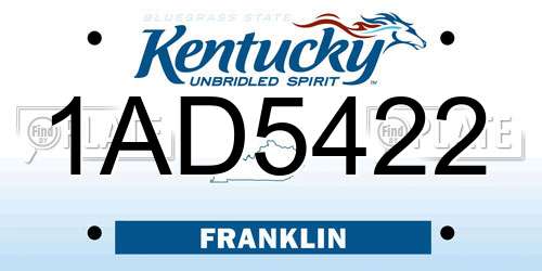 1AD5422 Kentucky License Plate