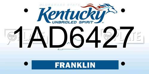 1AD6427 Kentucky License Plate