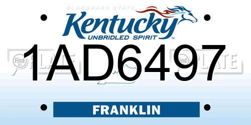 1AD6497 Kentucky License Plate