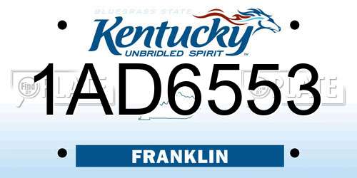 1AD6553 Kentucky License Plate