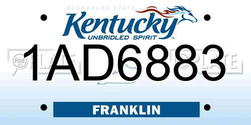 1AD6883 Kentucky License Plate
