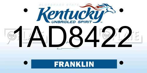 1AD8422 Kentucky License Plate