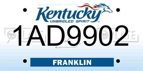 1AD9902 Kentucky License Plate
