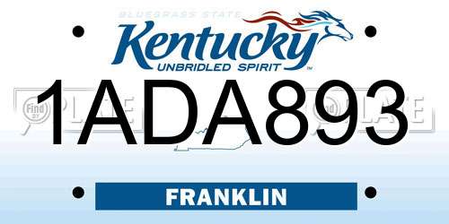 1ADA893 Kentucky License Plate