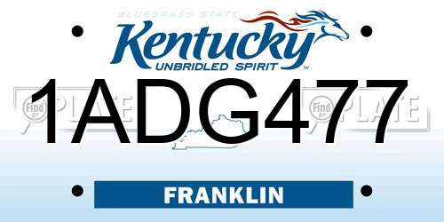 1ADG477 Kentucky License Plate