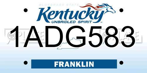 1ADG583 Kentucky License Plate