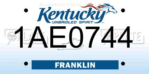 1AE0744 Kentucky License Plate