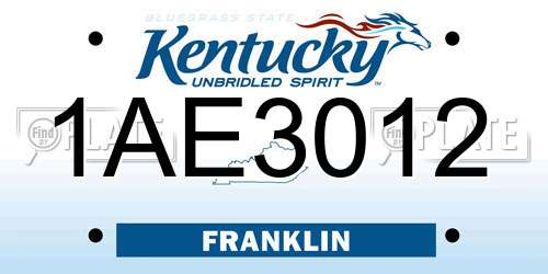 1AE3012 Kentucky License Plate