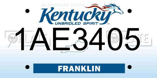 1AE3405 Kentucky License Plate