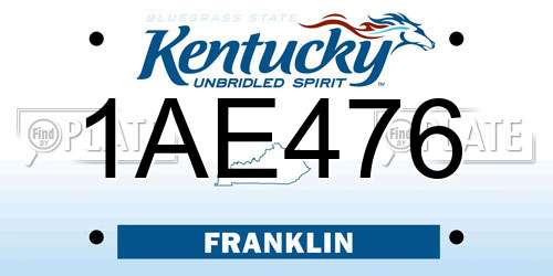 1AE476 Kentucky License Plate
