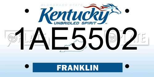 1AE5502 Kentucky License Plate