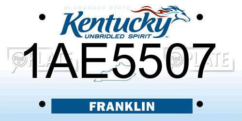1AE5507 Kentucky License Plate