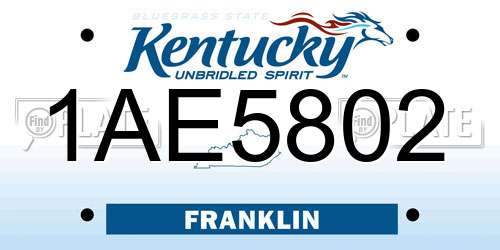1AE5802 Kentucky License Plate