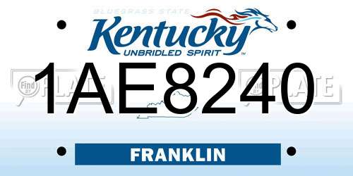 1AE8240 Kentucky License Plate