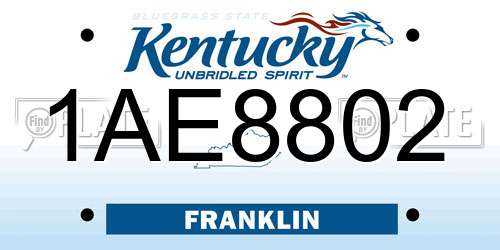 1AE8802 Kentucky License Plate