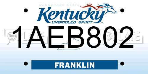 1AEB802 Kentucky License Plate