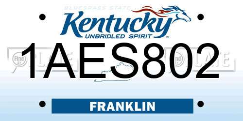 1AES802 Kentucky License Plate