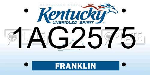 1AG2575 Kentucky License Plate