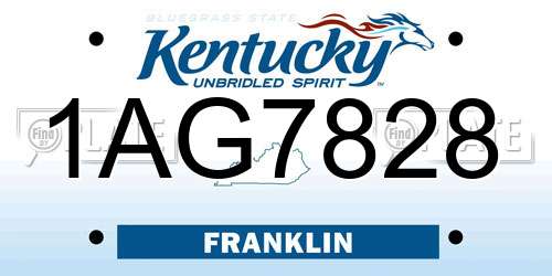 1AG7828 Kentucky License Plate