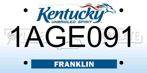 1AGE091 Kentucky License Plate
