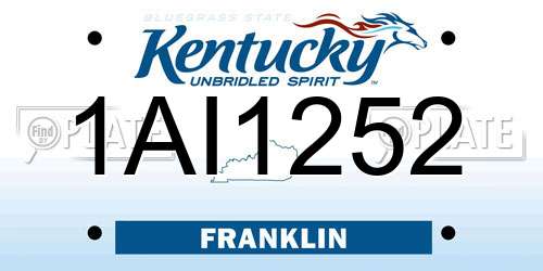 1AI1252 Kentucky License Plate