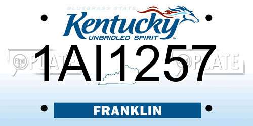 1AI1257 Kentucky License Plate