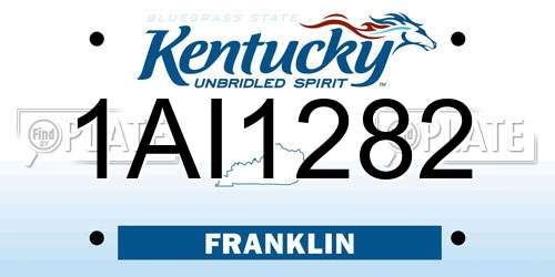1AI1282 Kentucky License Plate