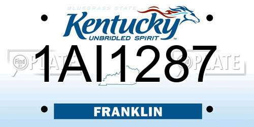 1AI1287 Kentucky License Plate
