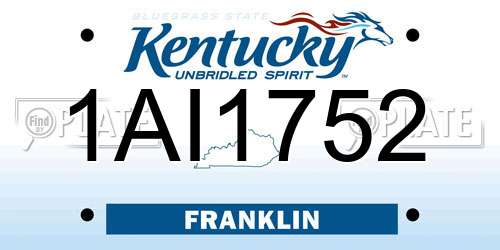 1AI1752 Kentucky License Plate