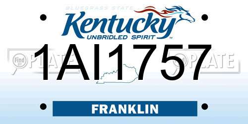 1AI1757 Kentucky License Plate