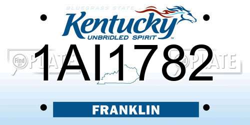 1AI1782 Kentucky License Plate