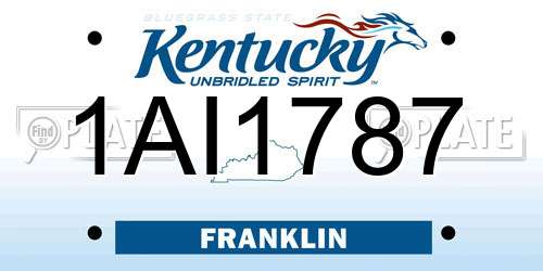 1AI1787 Kentucky License Plate