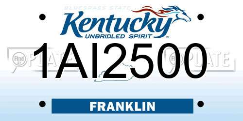 1AI2500 Kentucky License Plate