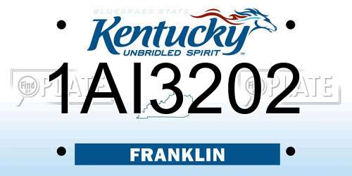 1AI3202 Kentucky License Plate
