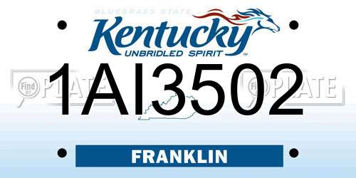 1AI3502 Kentucky License Plate