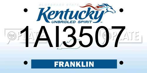 1AI3507 Kentucky License Plate