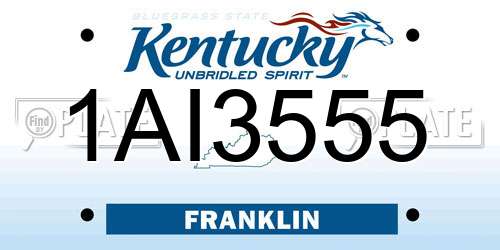1AI3555 Kentucky License Plate