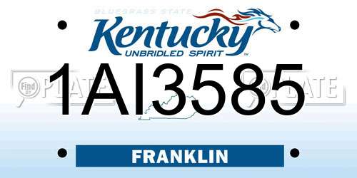 1AI3585 Kentucky License Plate