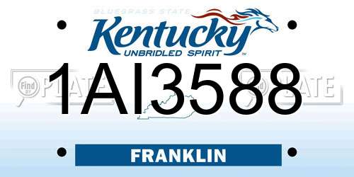 1AI3588 Kentucky License Plate