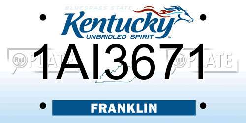 1AI3671 Kentucky License Plate