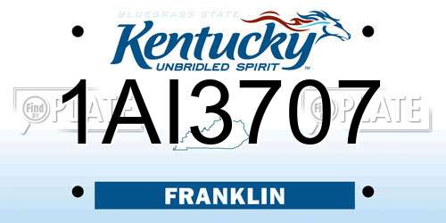 1AI3707 Kentucky License Plate