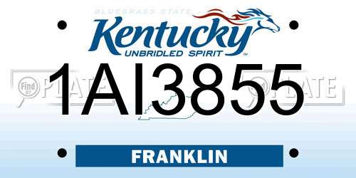 1AI3855 Kentucky License Plate