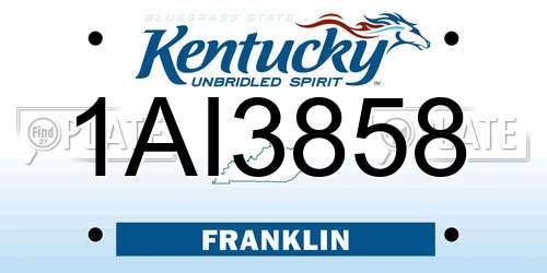 1AI3858 Kentucky License Plate